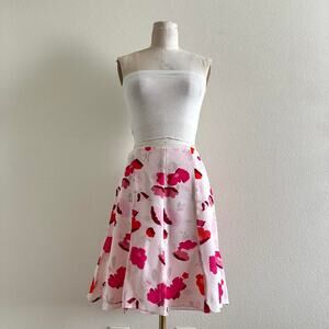 Express 100% silk pink floral skirt